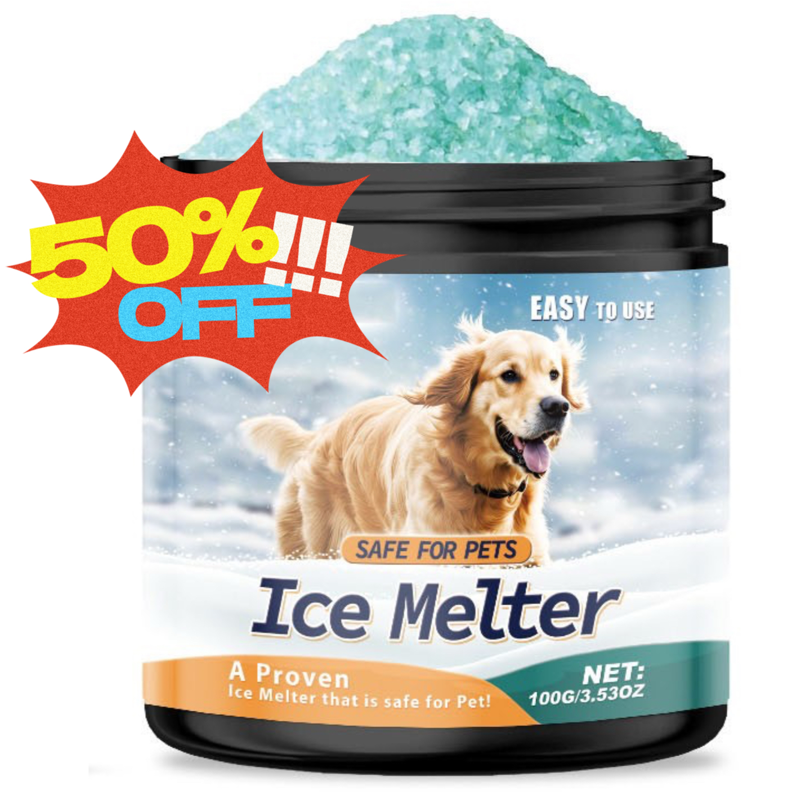 AIDOSHY Ice Melt, Pet-Friendly Ice Melt , Fast-Sodium Chloride Formulas,Lasts 3X Longer, Blue Salt Safer for Pet \u0026 Surfaces,Sidewalk Salt, Driveway Salt, 3.95oz Bucket with Scoop